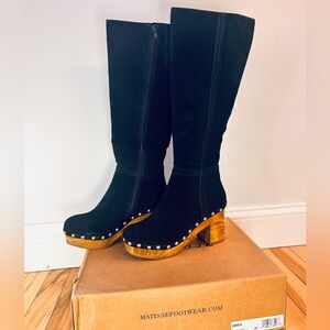 Matisse Women's Black Suede Knee-High Boots w Gold Grommets 8